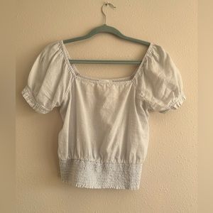 Light blue puff sleeve shirred top - Abound